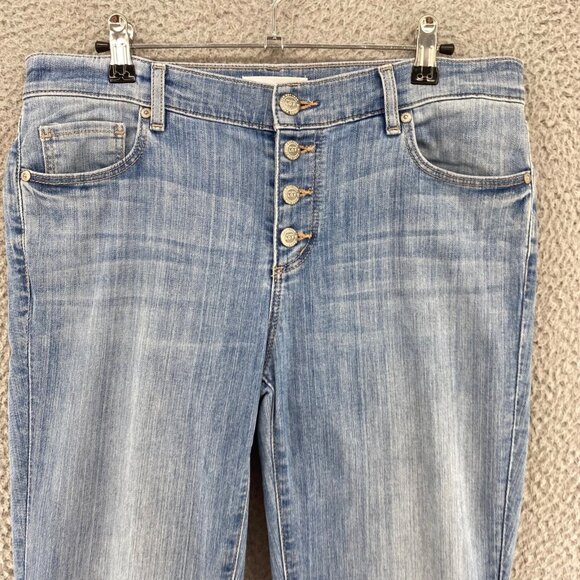 LOFT Jeans Womens 29 8 Blue Flare Light Wash Denim Button Fly Stretch Everyday - Picture 2 of 11